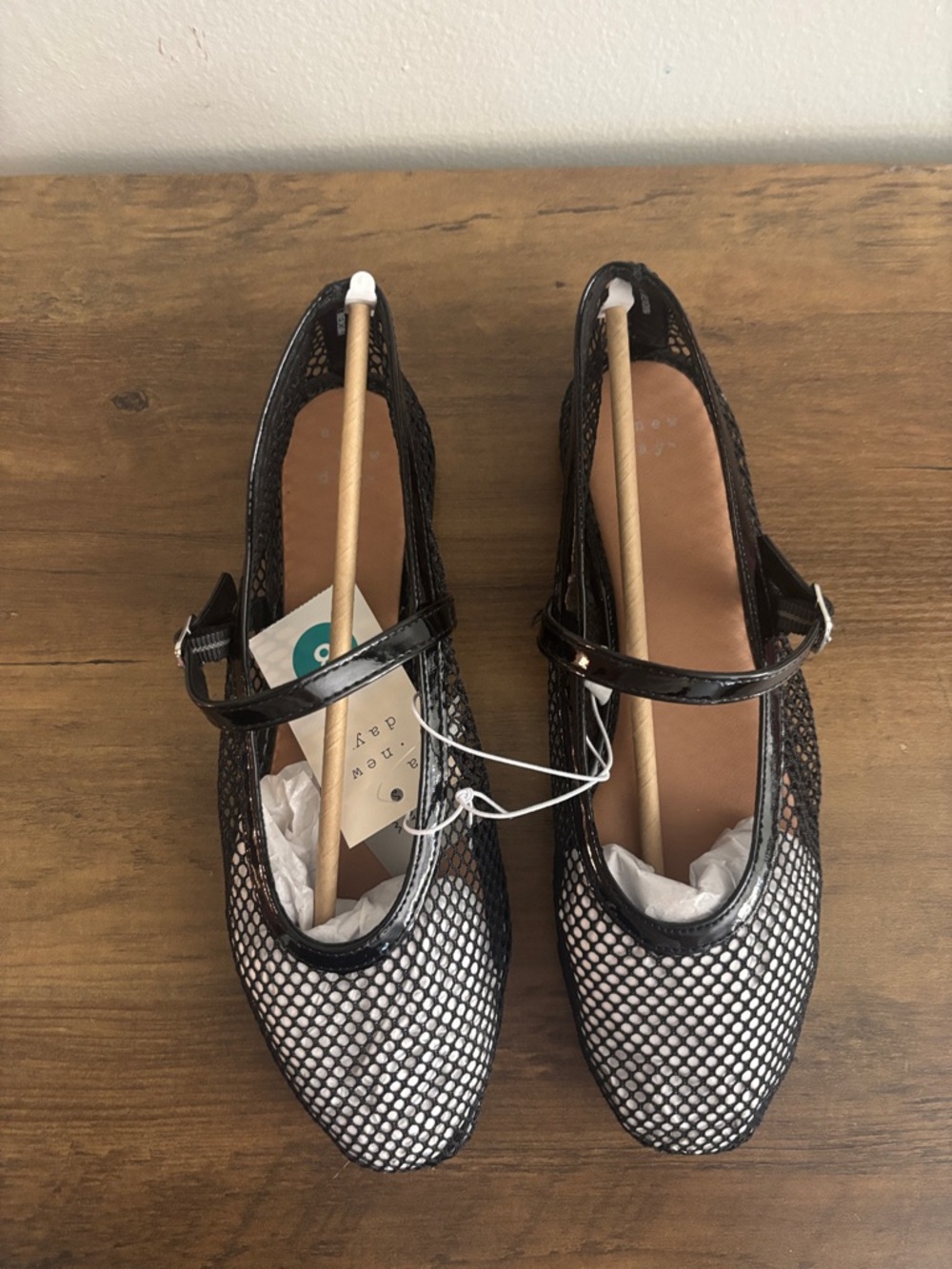 Women’s Black Mesh Mary Jane Flats
